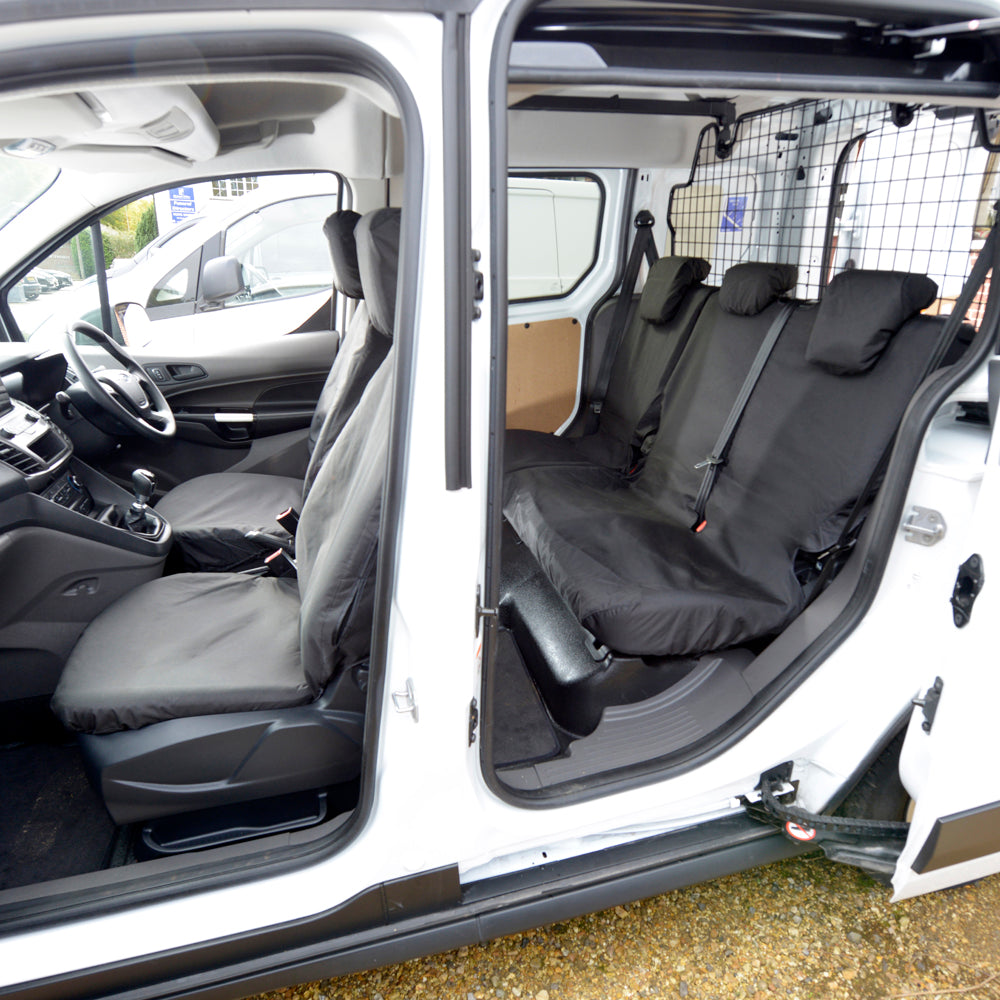 Ford Transit Tourneo Connect (2018 Onwards) Tailored Front & Rear Seat Covers (Single/Single NO Armrests) - Black