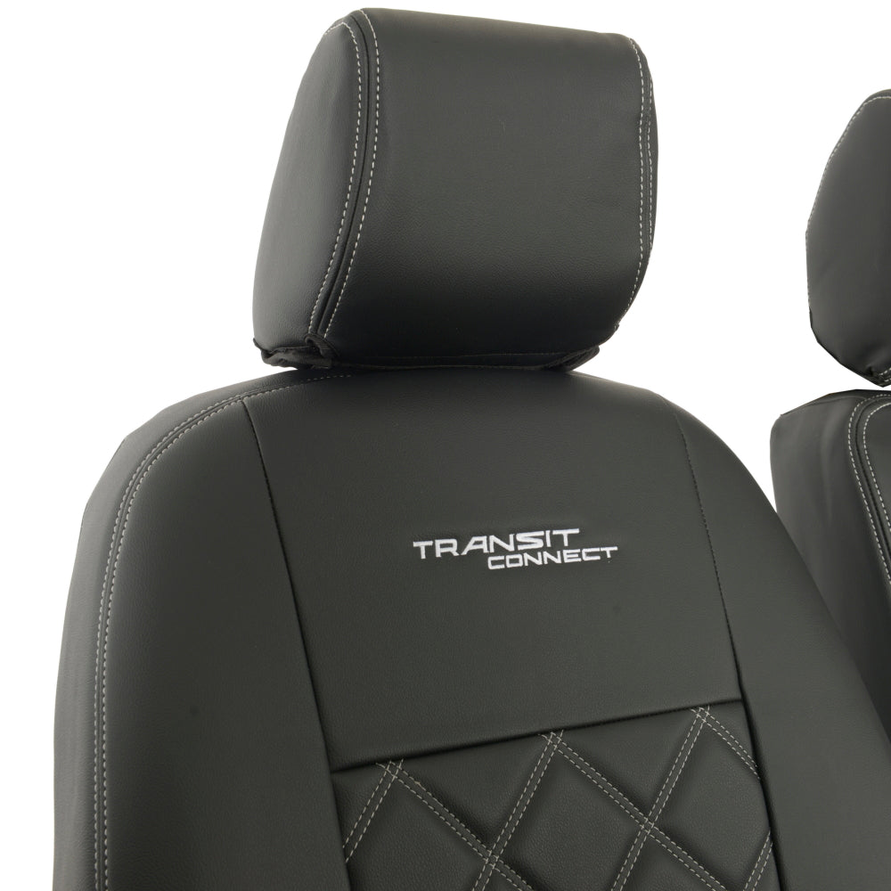 Ford Transit Connect Leatherette Front Seat Covers with 'Transit Connect' Embroidery (2014 Onwards)