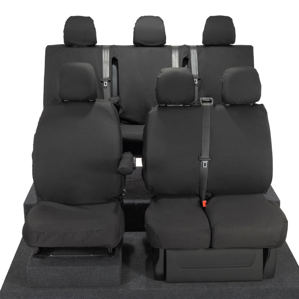 Renault Trafic Crew Cab (2014 Onwards) Tailored Front & Rear Seat Covers - Black