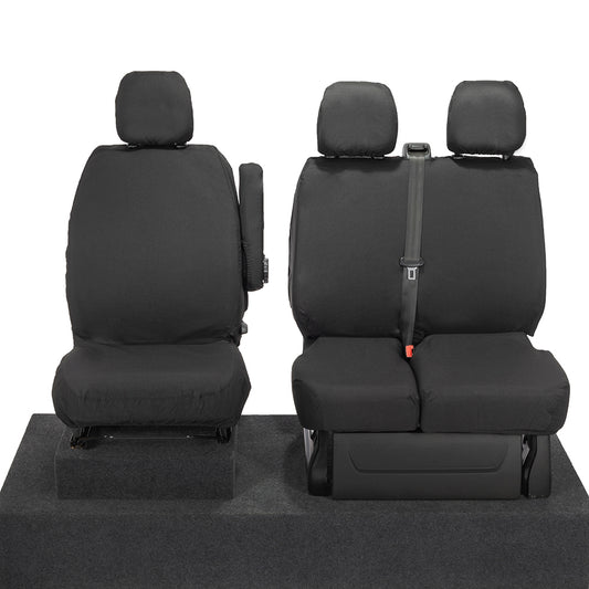 Fiat Talento Crew Cab SX (2016 Onwards) Tailored Front Seat Covers - No Folding Middle Seat - Black