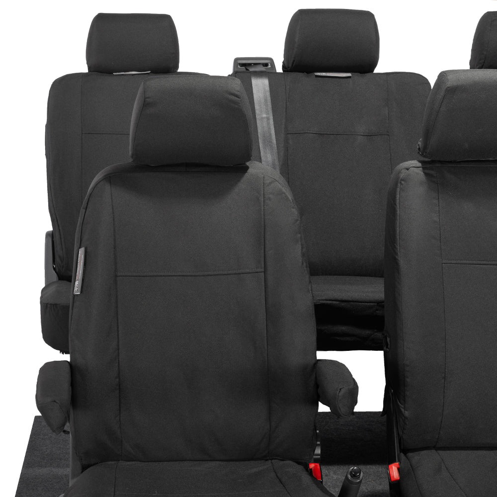 VW T6 Transporter Tailored Front & Rear Seat Covers (6 Seater, Armrests) 2003-2015