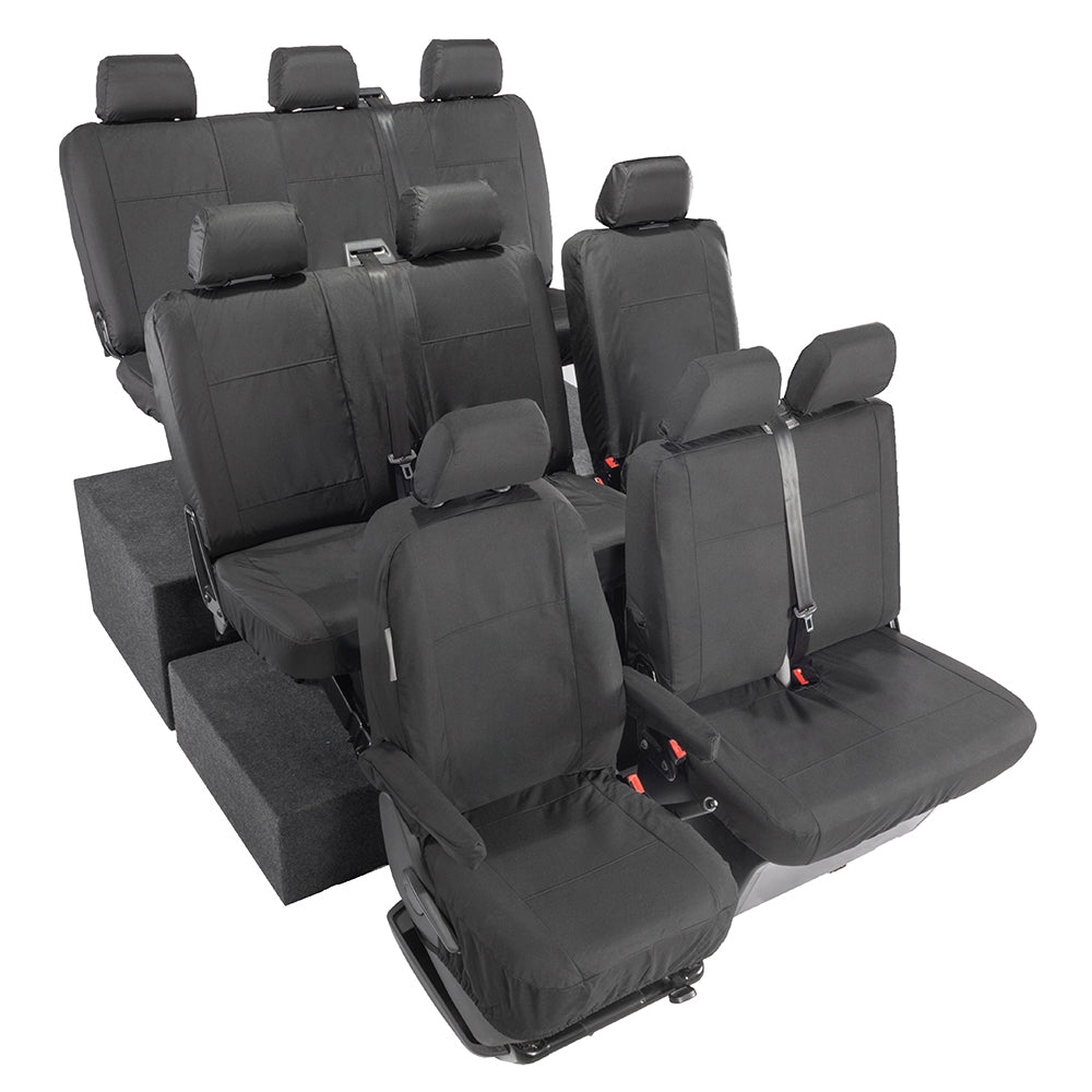 VW T5 Shuttle Tailored Full Set Seat Covers (9 Seater, Bench, Armrests) 2003-2015