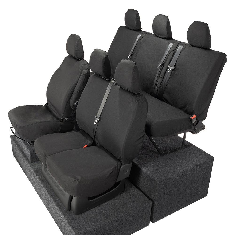 Renault Trafic Crew Cab (2014 Onwards) Tailored Front & Rear Seat Covers - Black