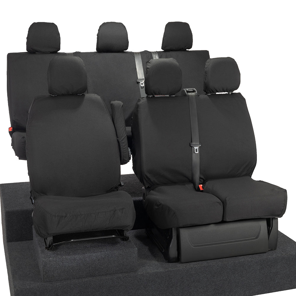 Renault Trafic Crew Cab (2014 Onwards) Tailored Front & Rear Seat Covers - Black