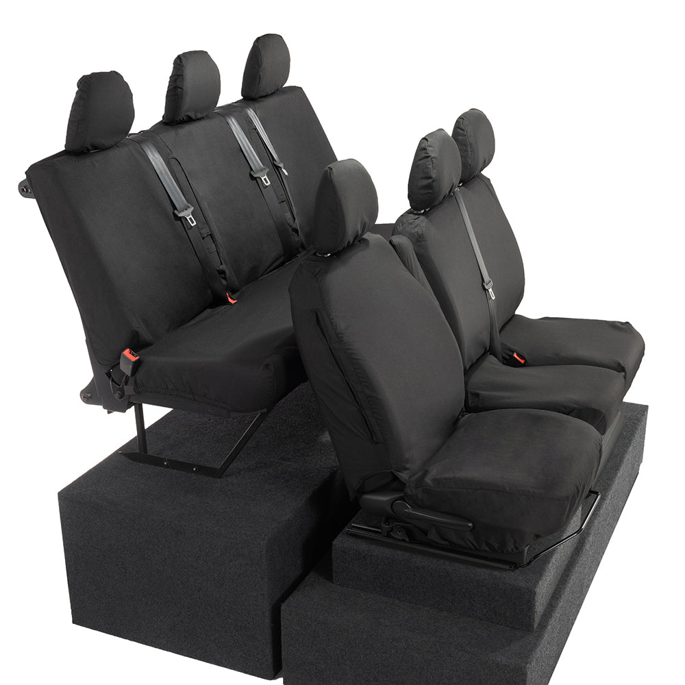 Renault Trafic Crew Cab (2014 Onwards) Tailored Front & Rear Seat Covers - Black