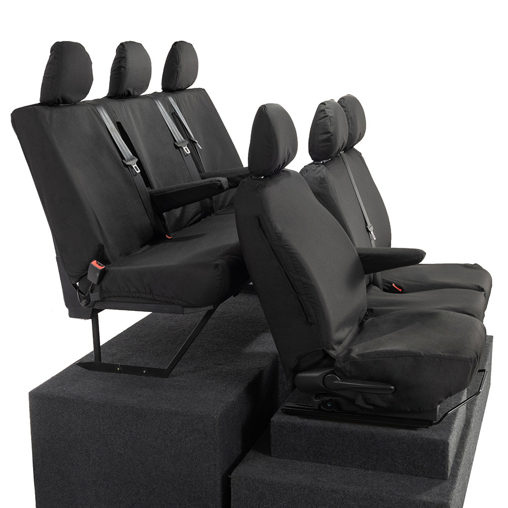 Renault Trafic Crew Cab (2014 Onwards) Tailored Front & Rear Seat Covers - Black