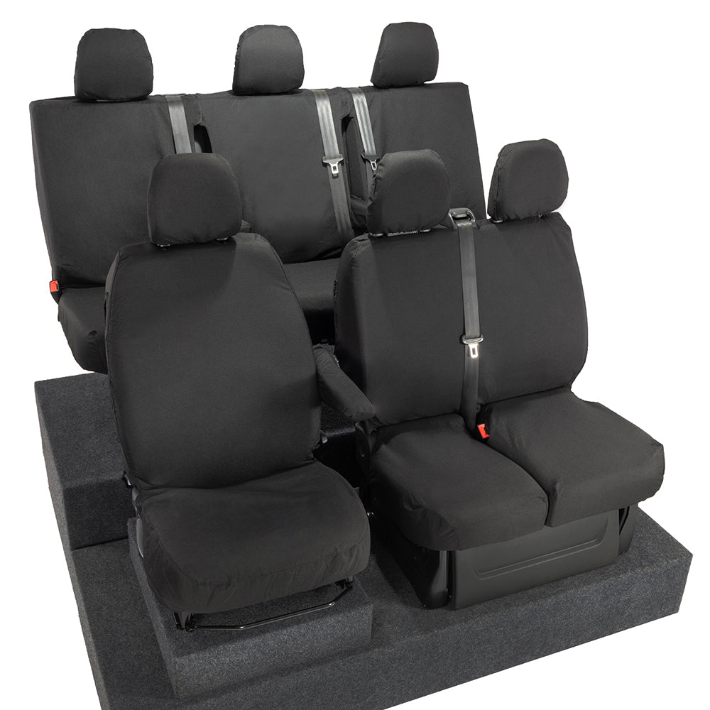 Renault Trafic Crew Cab (2014 Onwards) Tailored Front & Rear Seat Covers - Black