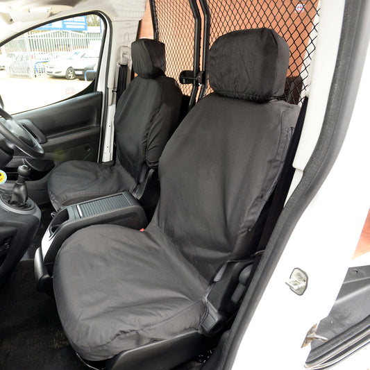 Peugeot Partner (2018 Onwards) Tailored Front Seat Covers - Black