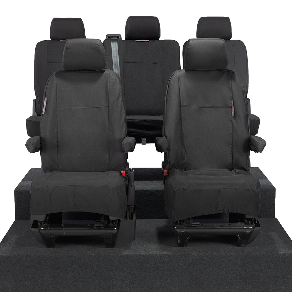 VW T6 Transporter Tailored Front & Rear Seat Covers (5 Seater, Armrests) 2015+