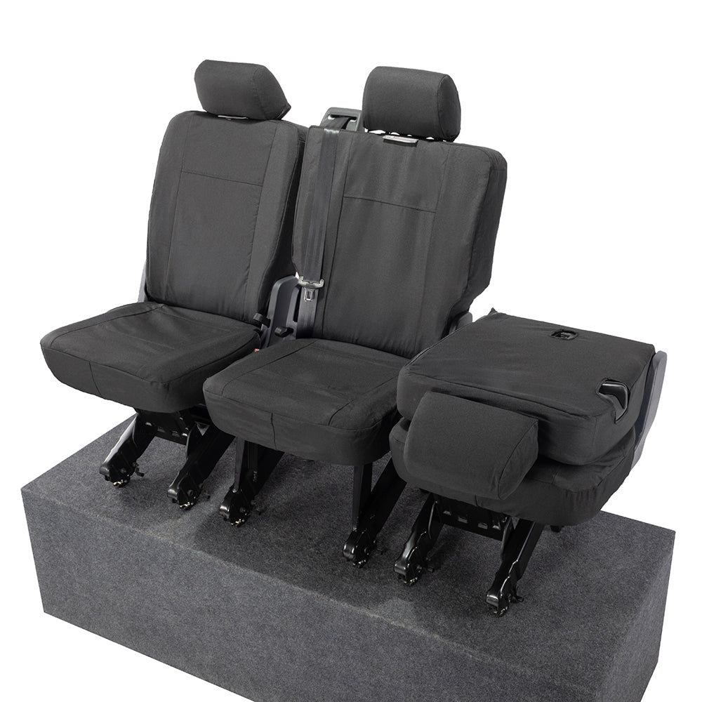VW T6 Transporter (2015 Onwards) Tailored 2nd Row Seat Covers (3 x Singles) - Black
