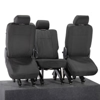 VW T6 Transporter (2015 Onwards) Tailored 2nd Row Seat Covers (3 x Singles) - Black