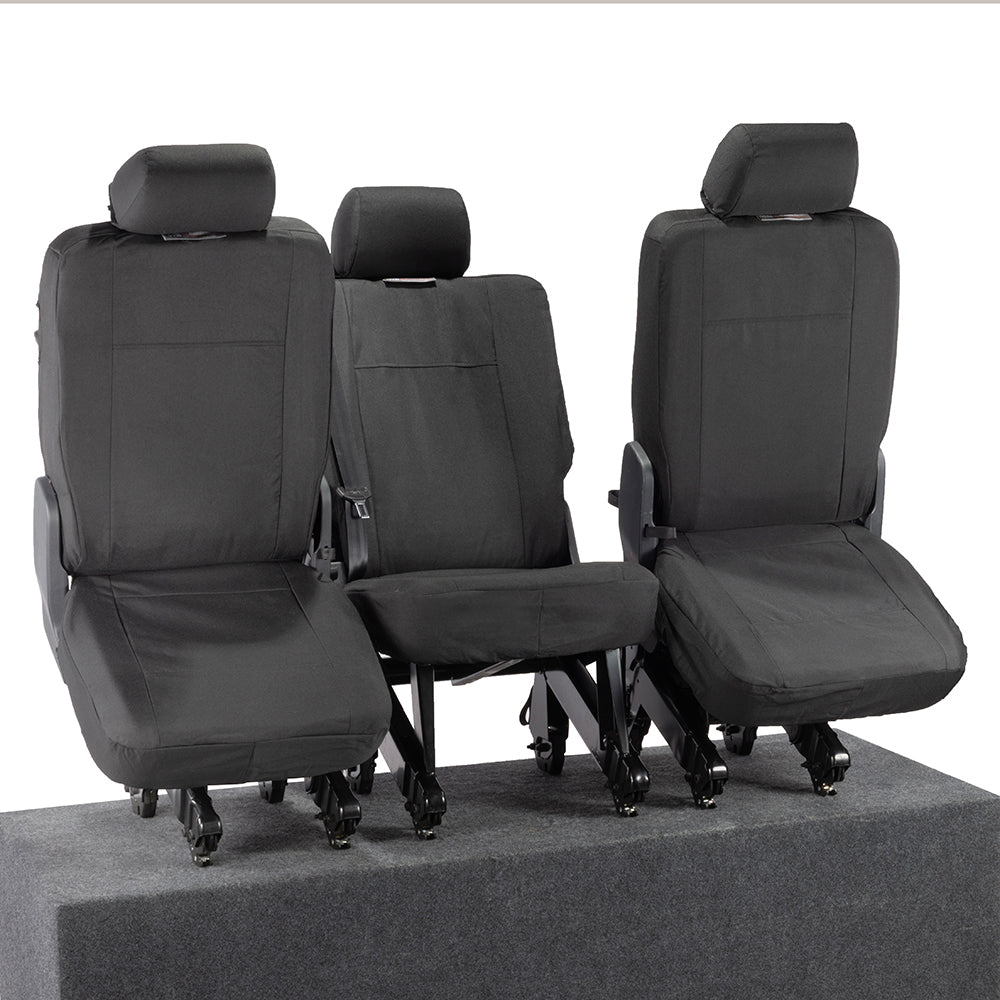 VW T6 Transporter (2015 Onwards) Tailored 2nd Row Seat Covers (3 x Singles) - Black