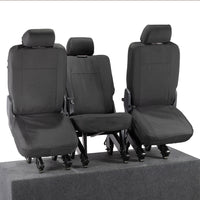 VW T6 Transporter (2015 Onwards) Tailored 2nd Row Seat Covers (3 x Singles) - Black