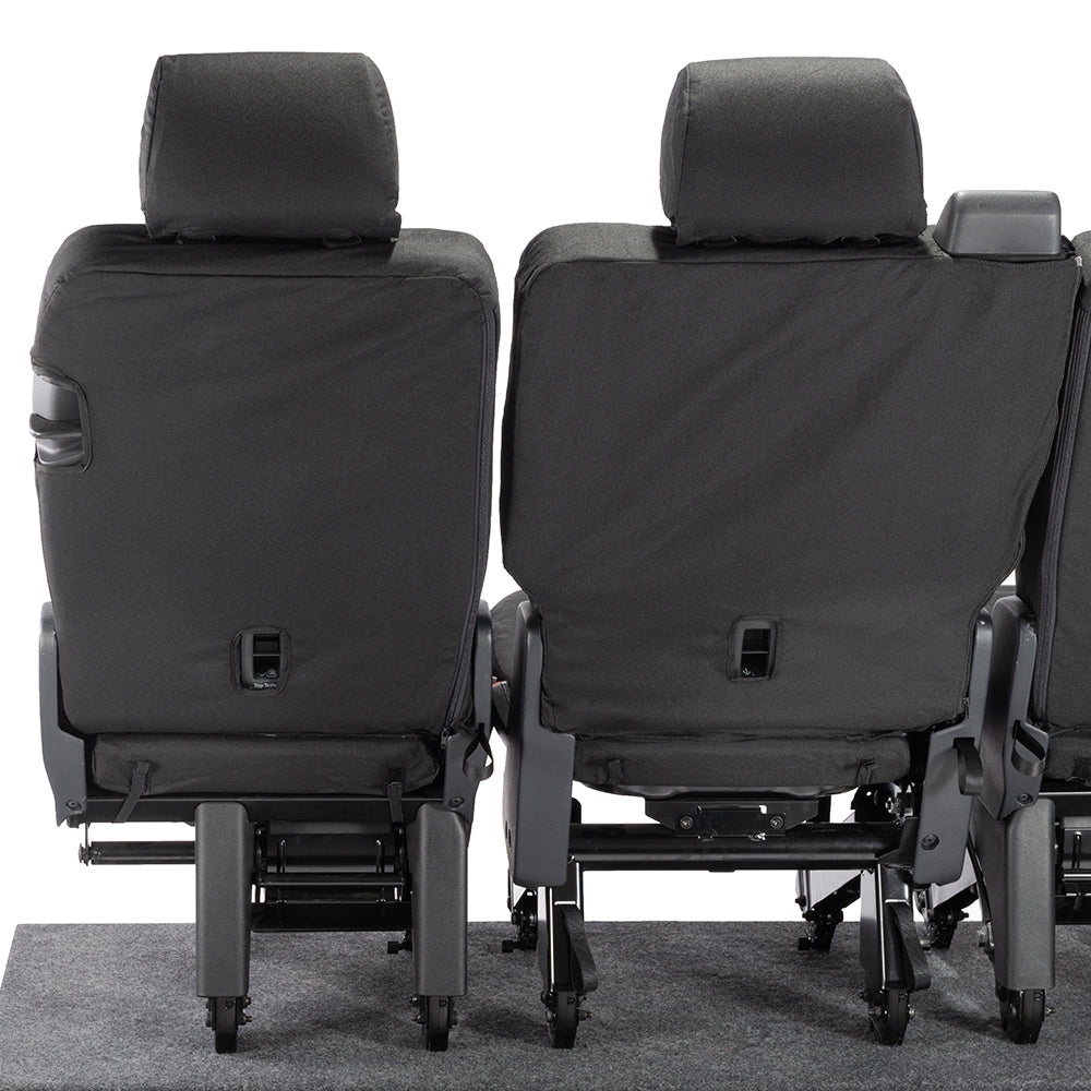 VW T6 Transporter (2015 Onwards) Tailored 2nd Row Seat Covers (3 x Singles) - Black