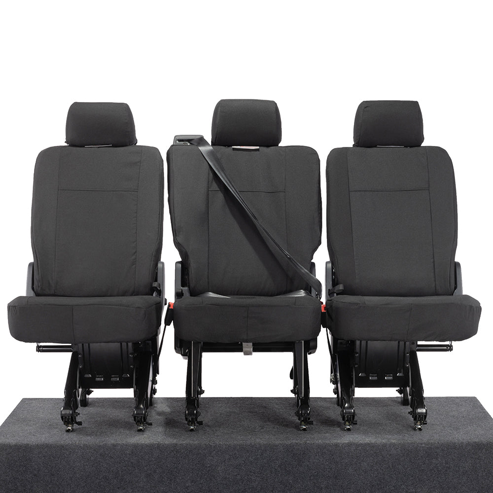 VW T6 Transporter (2015 Onwards) Tailored 2nd Row Seat Covers (3 x Singles) - Black