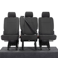 VW T6 Transporter (2015 Onwards) Tailored 2nd Row Seat Covers (3 x Singles) - Black
