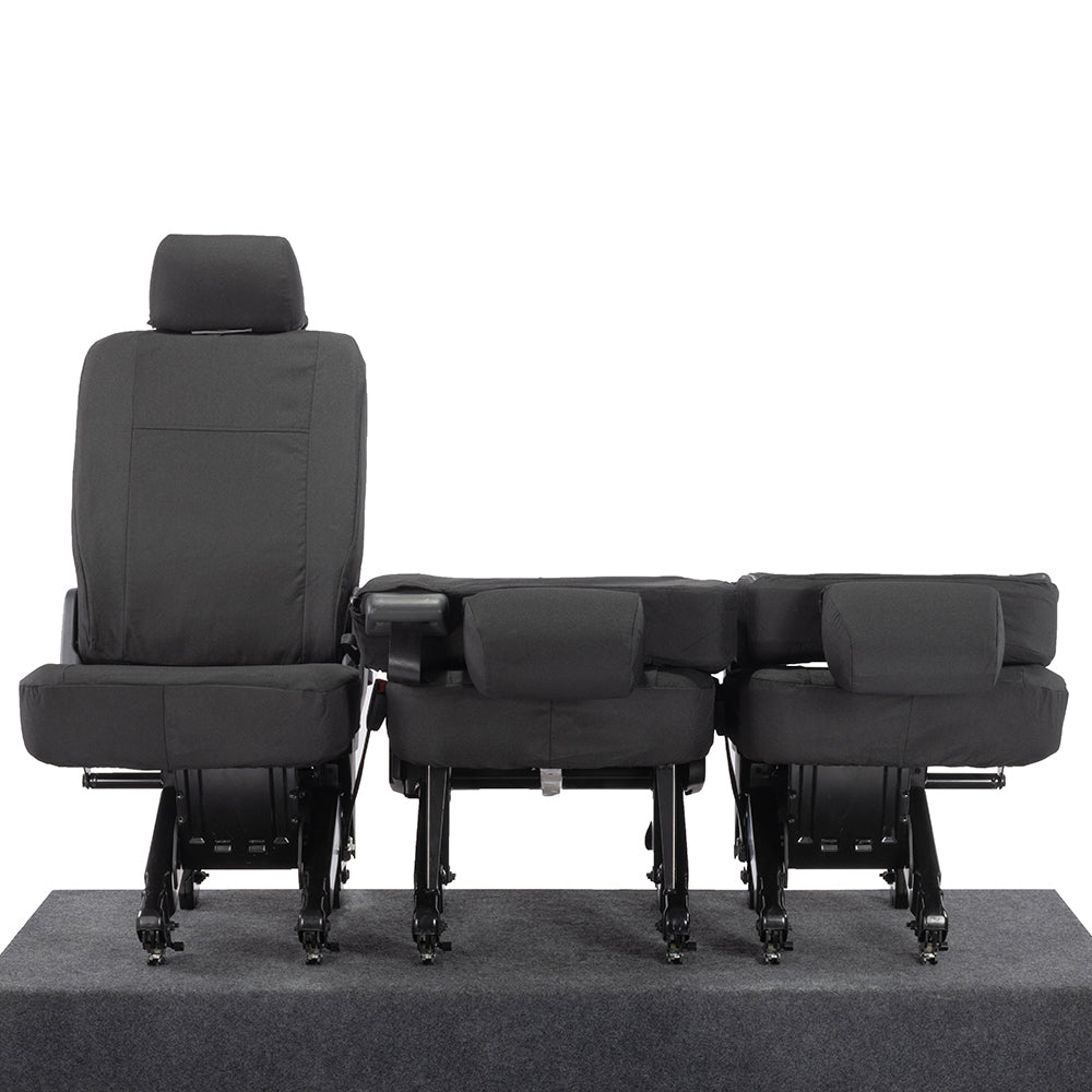 VW T6 Transporter (2015 Onwards) Tailored 2nd Row Seat Covers (3 x Singles) - Black