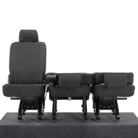 VW T6 Transporter (2015 Onwards) Tailored 2nd Row Seat Covers (3 x Singles) - Black