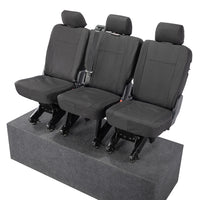 VW T6 Transporter (2015 Onwards) Tailored 2nd Row Seat Covers (3 x Singles) - Black