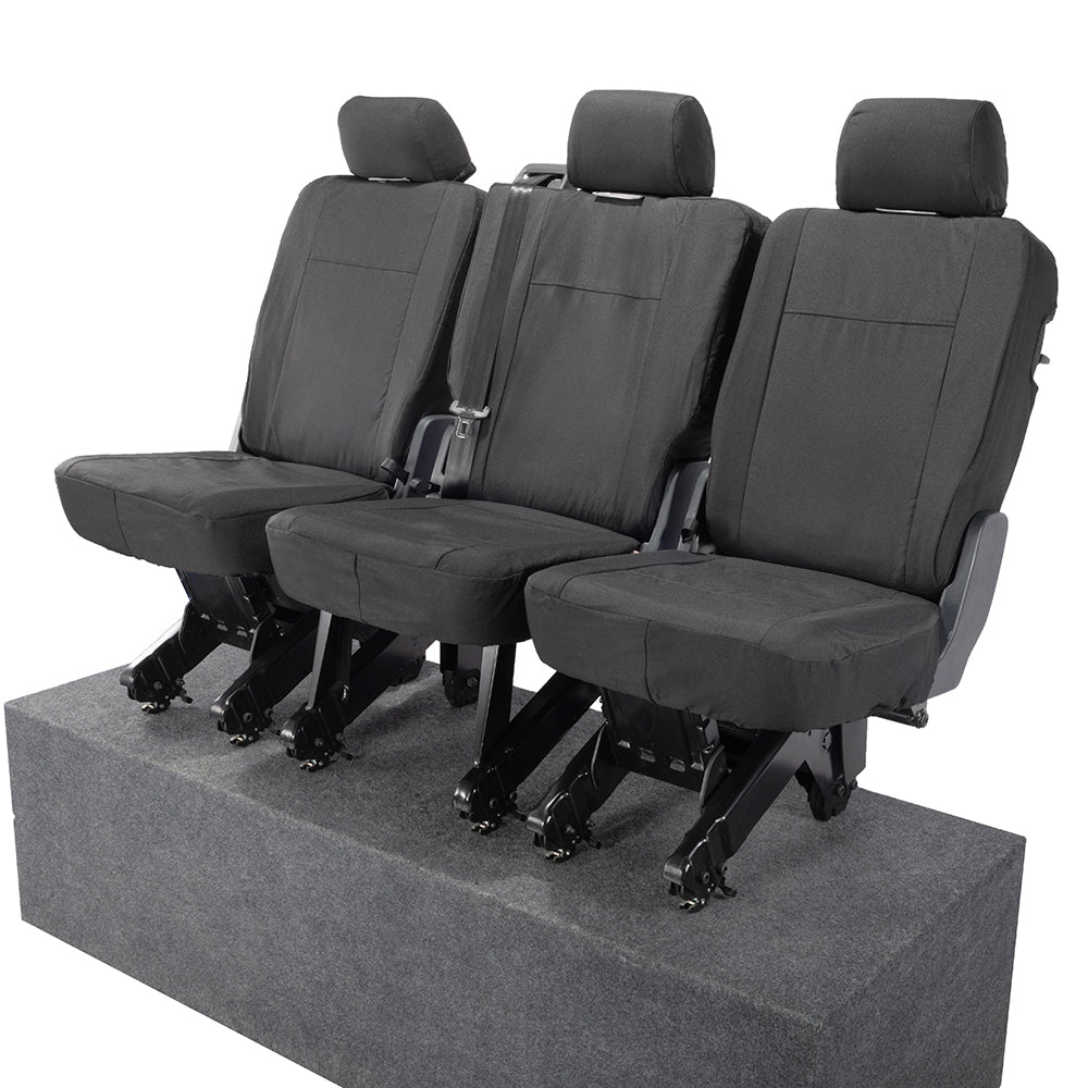 VW T6 Transporter (2015 Onwards) Tailored 2nd Row Seat Covers (3 x Singles) - Black