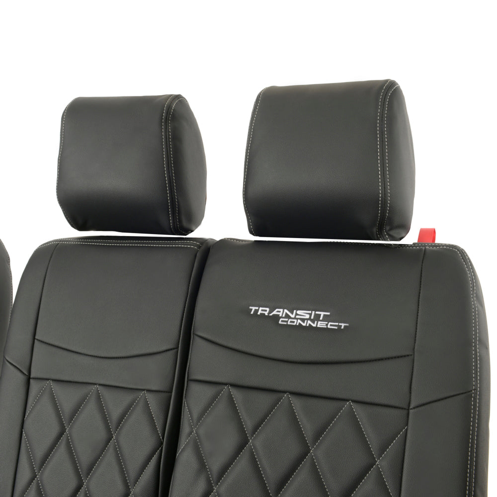 Ford Transit Connect Leatherette Front Seat Covers with 'Transit Connect' Embroidery (2014 Onwards)