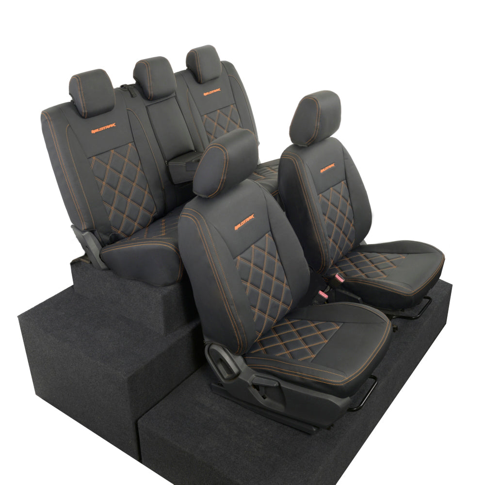Ford Ranger Wildtrak Leatherette Front & Rear Seat Covers with 'Wildtrak' Embroidery (2016-2023)
