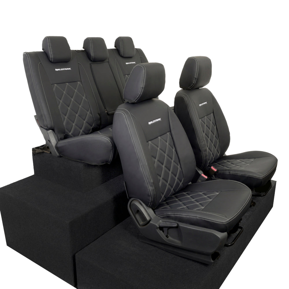 Ford Ranger Wildtrak Leatherette Front & Rear Seat Covers with 'Wildtrak' Embroidery (2016-2023)