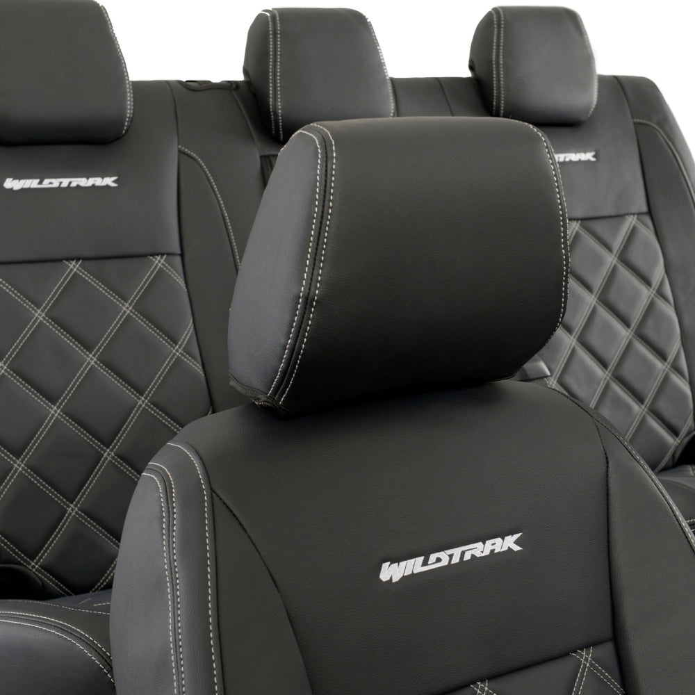 Ford Ranger Wildtrak Leatherette Front & Rear Seat Covers with 'Wildtrak' Embroidery (2016-2023)