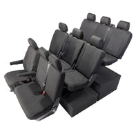 VW T6 Shuttle Tailored Front & Rear Seat Covers (9 Seater, Bench, Armrests) 2015+