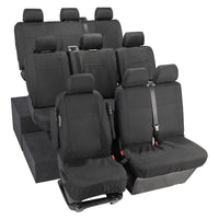VW T6 Shuttle Tailored Front & Rear Seat Covers (9 Seater, Bench, Armrests) 2015+
