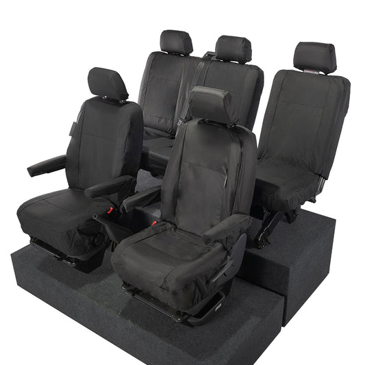 VW T6 Transporter Tailored Front & Rear Seat Covers (5 Seater, Armrests) 2015+
