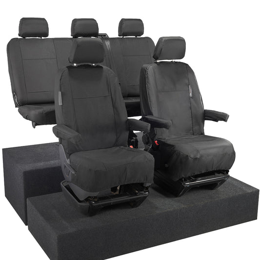 VW T6 Transporter Tailored Front & Rear Seat Covers (5 Seater, Bench, Armrests) 2015+