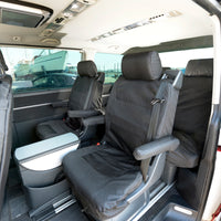 VW T6 Caravelle (2015 Onwards) Full Set Tailored Seat Covers (7 Seater WITH Front Armrests) - Black