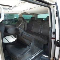 VW T6 Caravelle (2015 Onwards) Full Set Tailored Seat Covers (7 Seater WITH Front Armrests) - Black