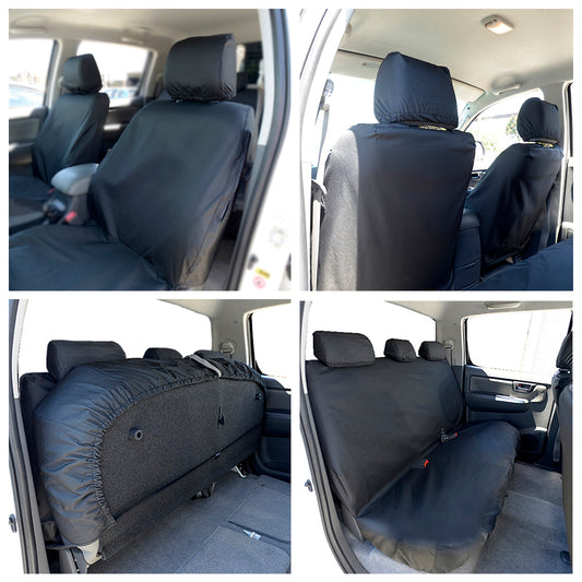 Toyota Hilux (2005-2016) Tailored Front & Rear Seat Covers - Black