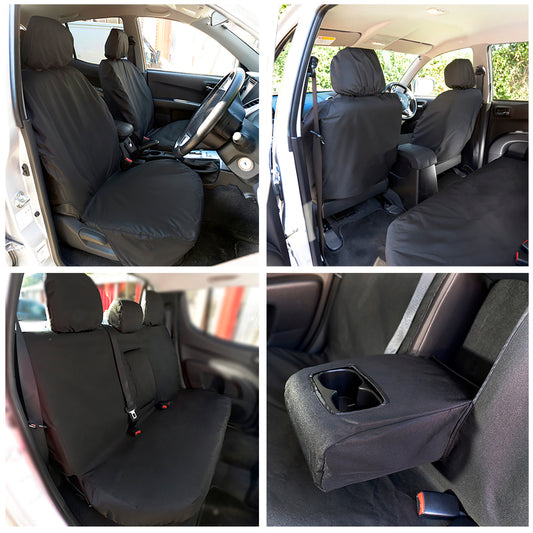 Mitsubishi L200 Trojan Double Cab (2006-2015) Tailored Front & Rear Seat Covers - Black