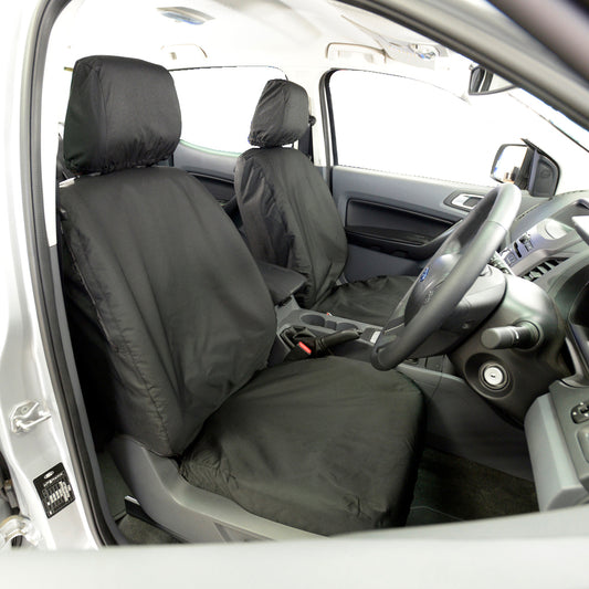 Ford Ranger T6 (2012-2018) Tailored Front & Rear Seat Covers - Black