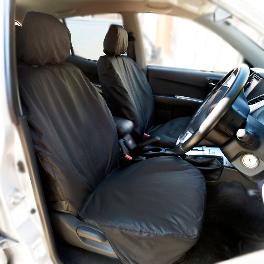 Mitsubishi L200 Trojan Double Cab (2015 Onwards) Tailored Front & Rear Seat Covers - Black