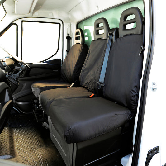 Fiat Ducato (2014 Onwards) Tailored Front Seat Covers (With Split Passenger Seat Base) - Black
