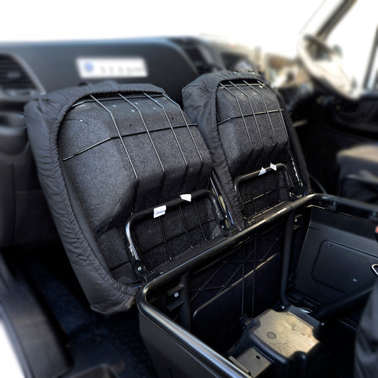 Fiat Ducato (2014 Onwards) Tailored Front Seat Covers (With Split Passenger Seat Base) - Black