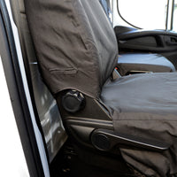 Fiat Ducato (2014 Onwards) Tailored Front Seat Covers (With Split Passenger Seat Base) - Black