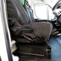 Fiat Ducato (2014 Onwards) Tailored Front Seat Covers (With Split Passenger Seat Base) - Black