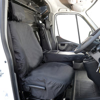 Nissan NV400 (2010-2021) Tailored Front & Rear Seat Covers (NO Split passenger seat base WITH folding middle seat) - Black