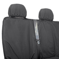 Renault Master (2010 Onwards) Tailored Front & Rear Seat Covers (NO Split passenger seat base WITH folding middle seat) - Black