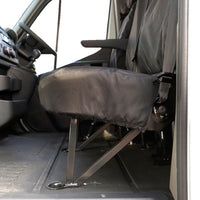 Nissan NV400 (2010-2021) Tailored Front & Rear Seat Covers (NO Split passenger seat base WITH folding middle seat) - Black