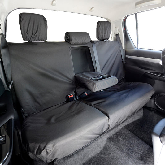 Toyota Hilux Icon & Invincible (2016 Onwards) Tailored Rear Seat Covers - Black