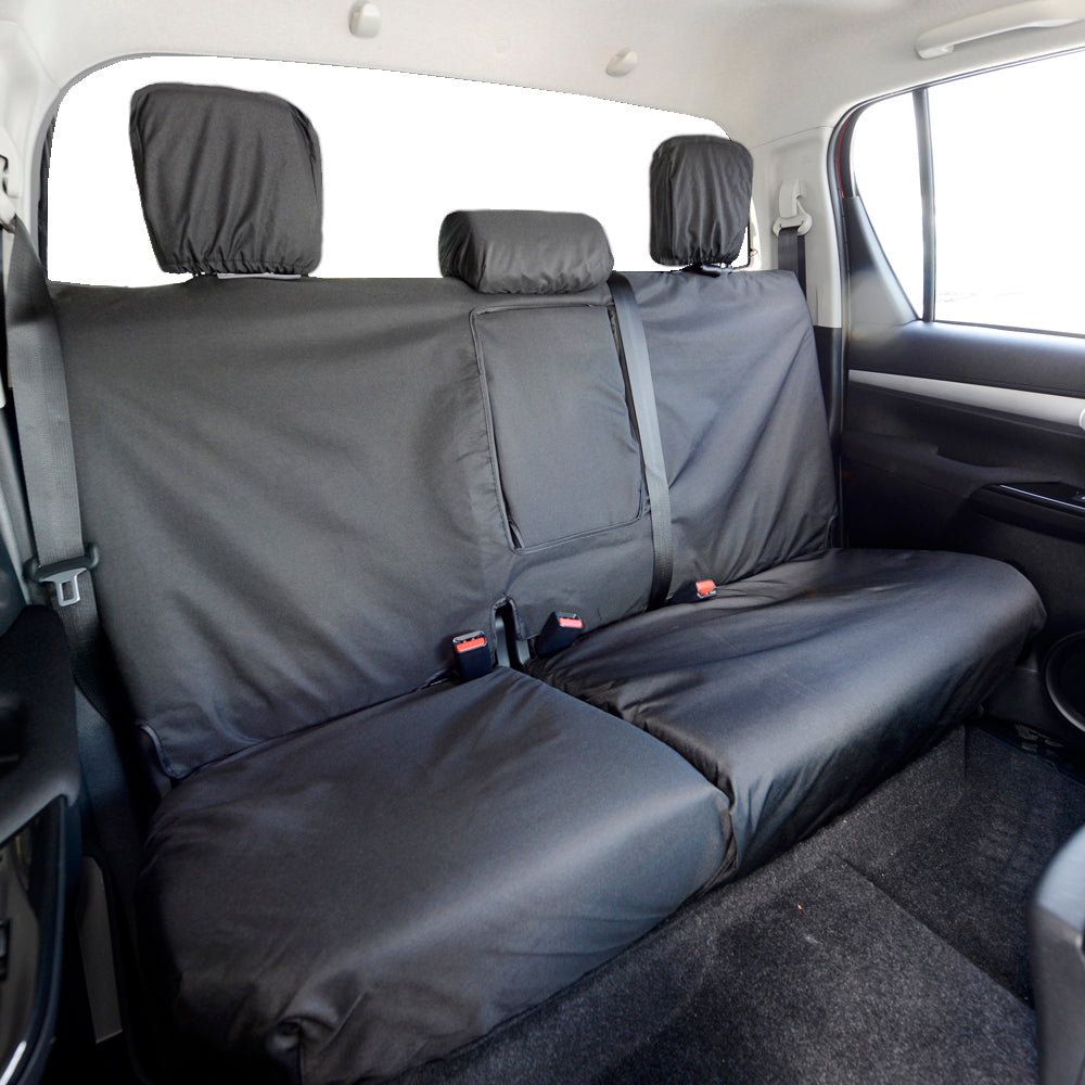 Toyota Hilux Icon & Invincible (2016 Onwards) Tailored Front & Rear Seat Covers - Black