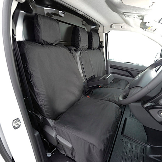 Vauxhall Vivaro (2019 Onwards) Tailored Front Seat Covers (WITH Split Passenger Seat) - Black