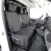 Peugeot Expert (2016 Onwards) Tailored Front Seat Covers (WITH Split Passenger Seat) - Black