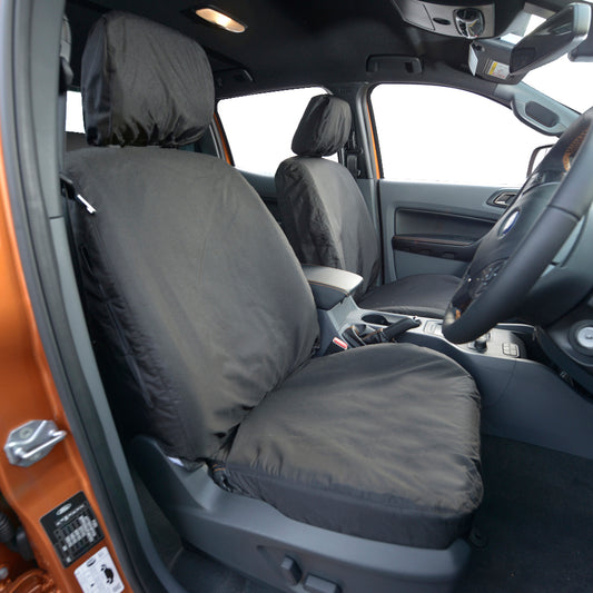 Ford Ranger T6 Wildtrak (2016-2018) Tailored Front & Rear Seat Covers - Black